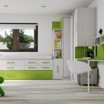 Сочетание зеленого с белым в дизайне квартиры