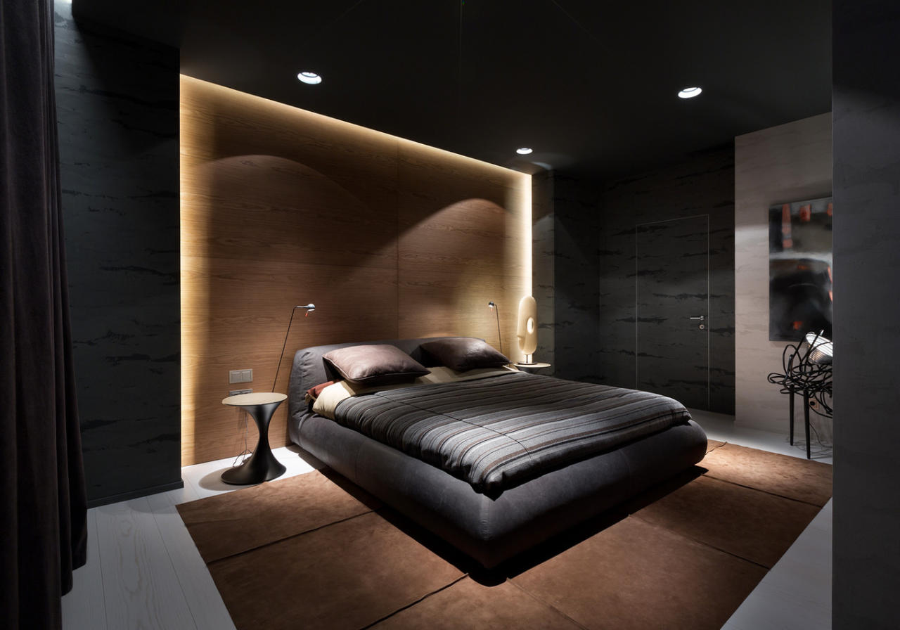 Tamni namještaj u dizajnu spavaće sobe - stilska igra u kontrastu