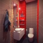 Оттенки красного в интерьере туалета