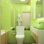 Светло-зеленый кафель в отделке туалета