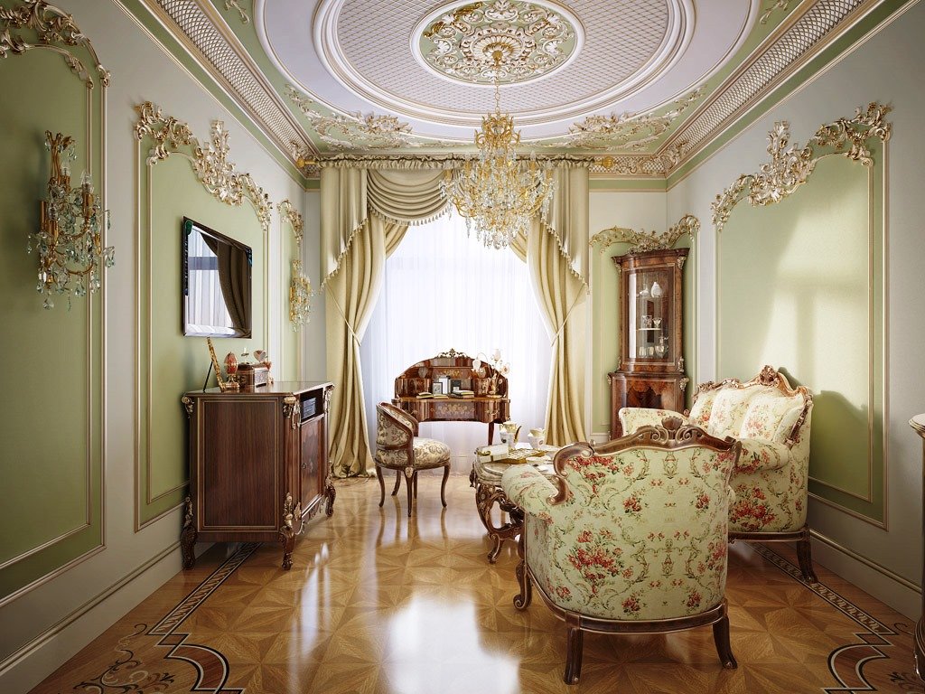 Лепнина - одна из черт интерьера в дворцовом стиле