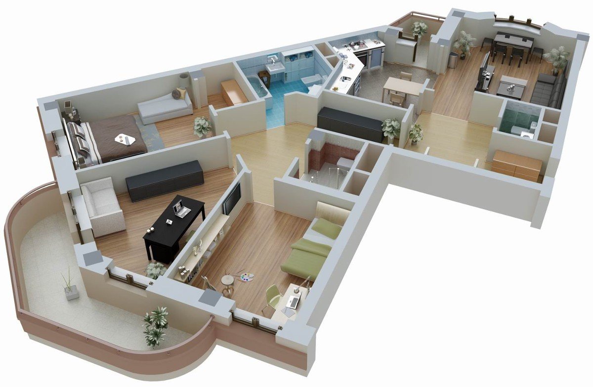Хрущевка 4 комнатная: планировка квартиры,расстановка мебели, зонирование