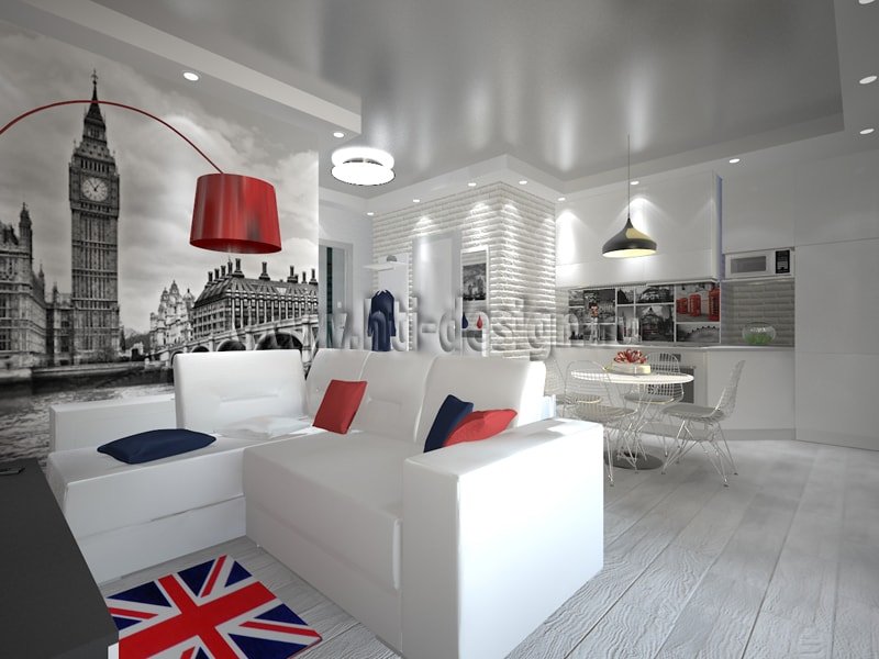 Белая мебель в интерьере в лондонском стиле