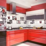 Красный в дизайне маленькой кухни