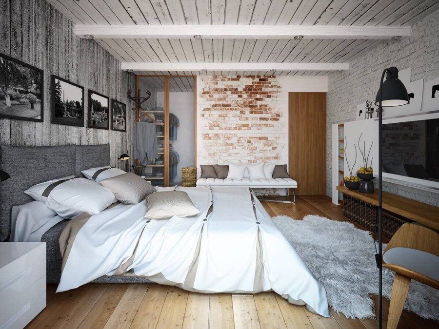dizajn spalni v stile loft 26 - Спальня в стиле лофт: дизайн интерьера