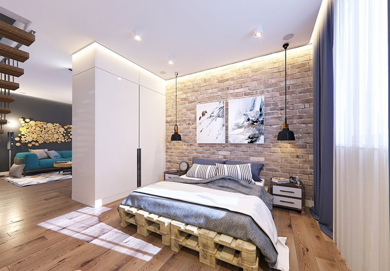 dizajn spalni v stile loft 33 - Спальня в стиле лофт: дизайн интерьера
