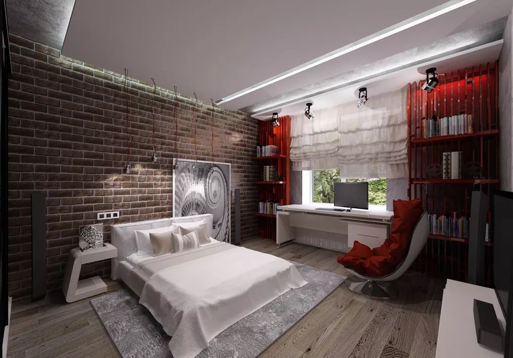 dizajn spalni v stile loft 64 - Спальня в стиле лофт: дизайн интерьера