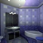 Сочетание фиолетового и синего в дизайне ванной