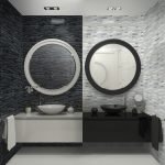 Два круглых зеркала в ванной