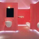 Красный цвет в оформлении ванной комнаты