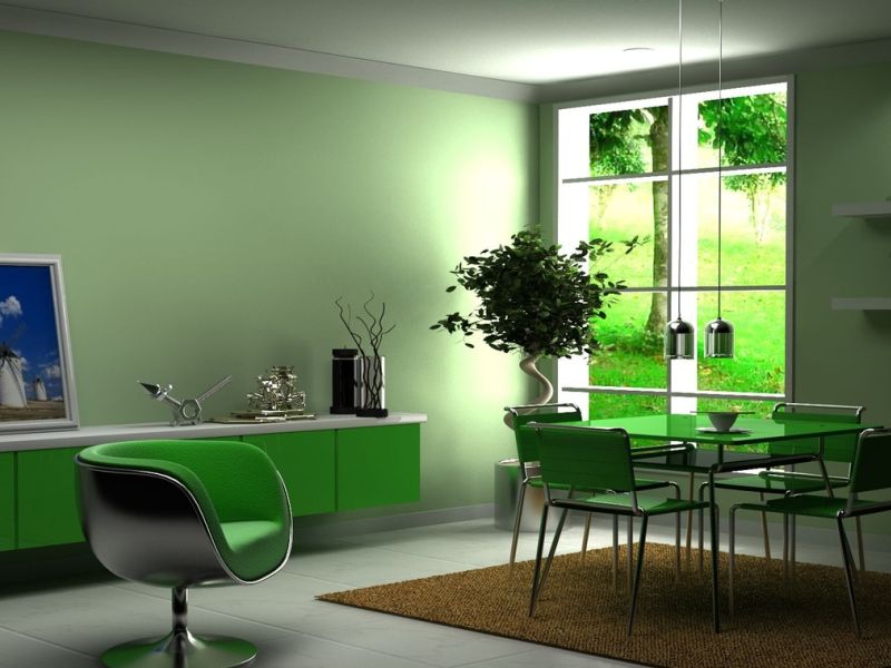Зеленый цвет в интерьере и примеры сочетаний