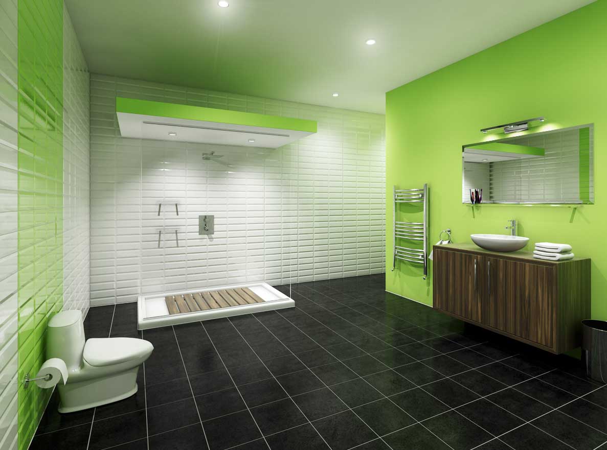 bathroom inspiring green paint colors for beautiful with glass shower 1 - Дизайн туалета: варианты отделки