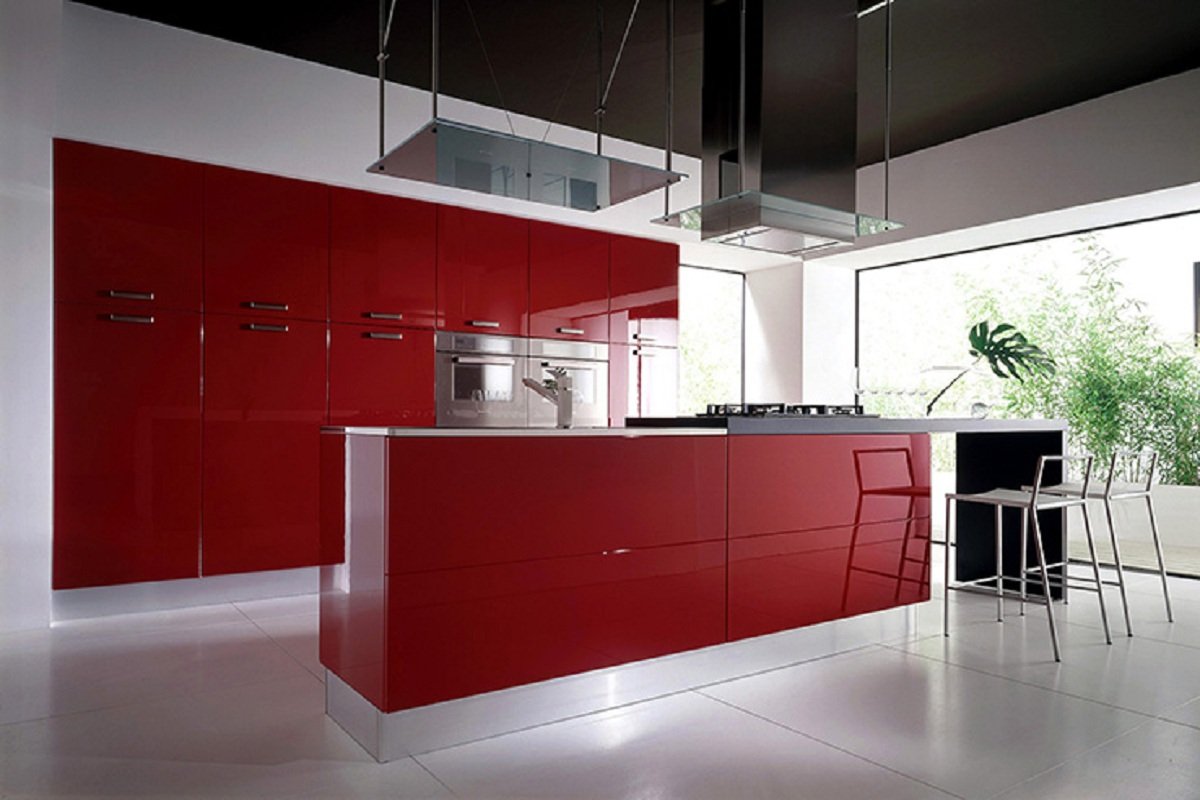 Купить кухню эмаль. Красная глянцевая кухня. Глянцевые фасады. Фасады для кухни. Кухня со стеклянными фасадами.