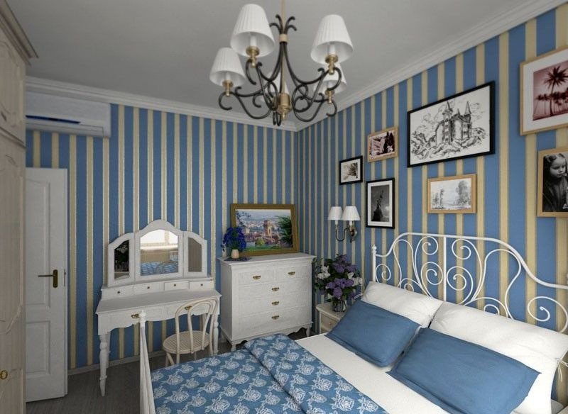 Синяя спальня в стиле прованс
