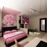 Розовый цвет в интерьере однокомнатной квартиры