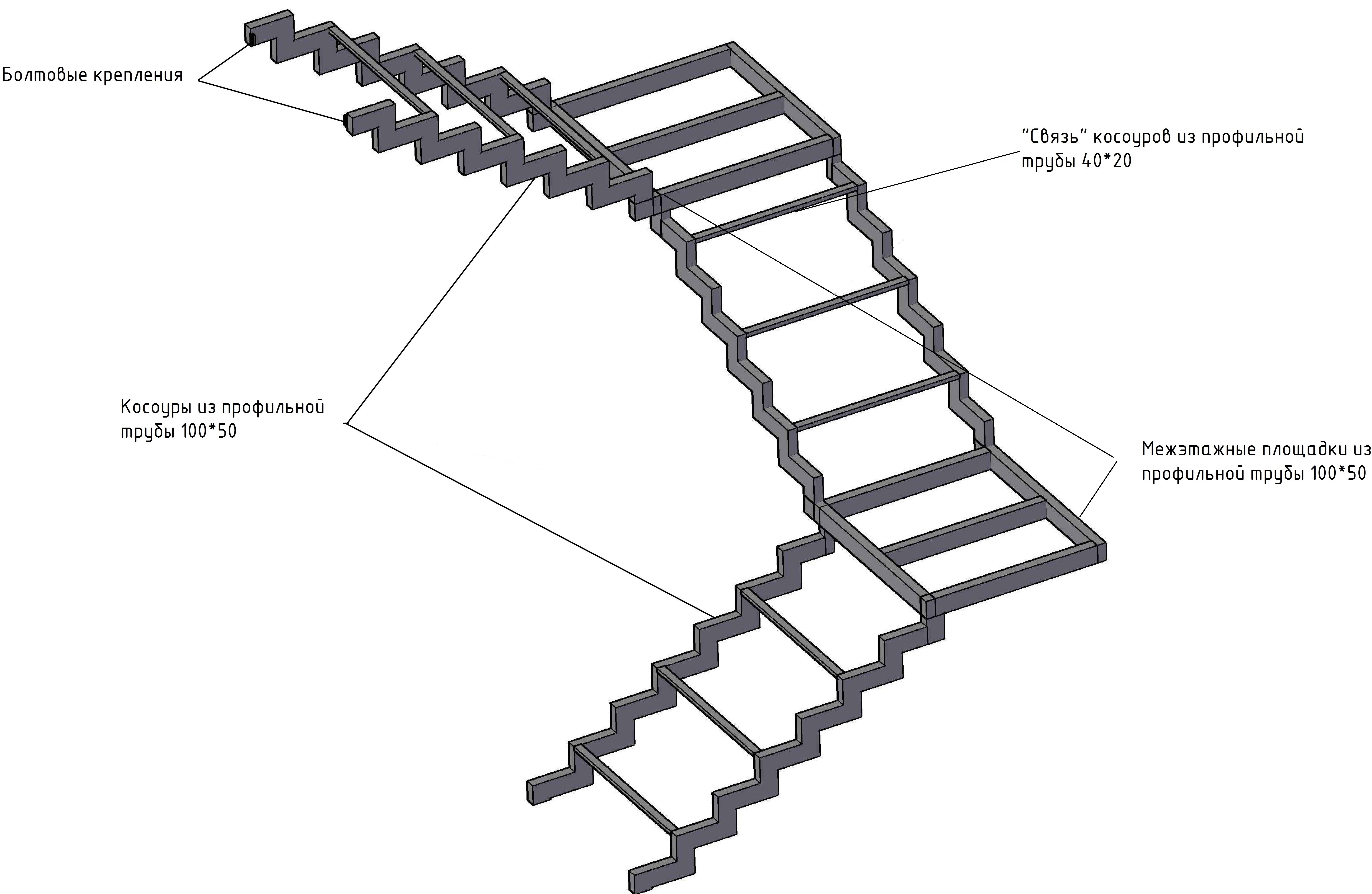 Металлическая лестница чертеж