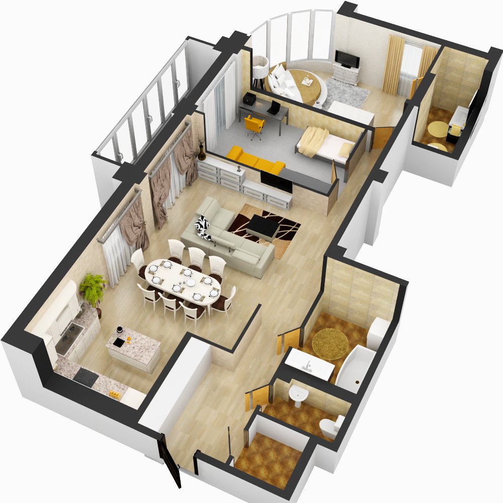 Планировка современной 3-х комнатной квартиры