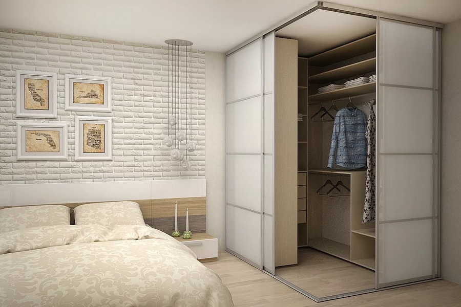 Дизайн спальни с гардеробом