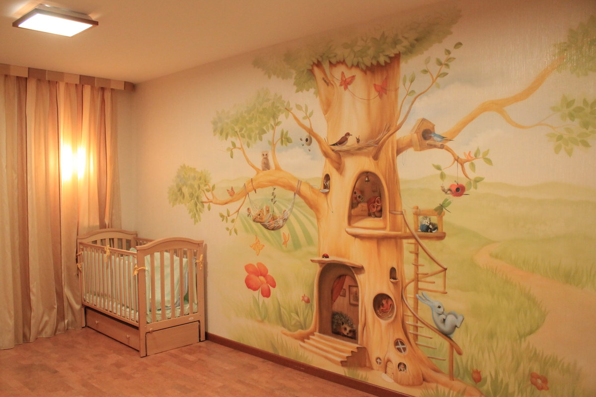 rospis sten v detskoj2 - Декорирование стен в детской комнате ( 50 фото )